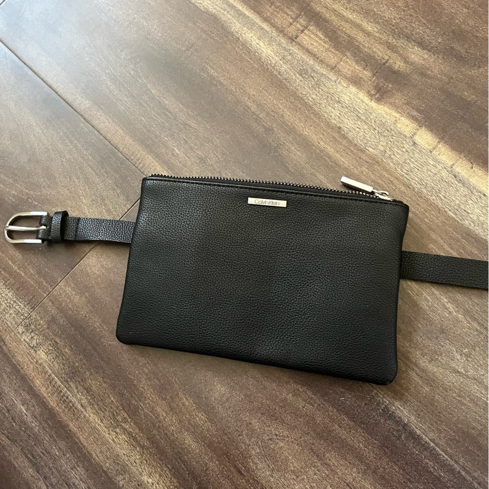 Calvin Klein Black Leather Belt Bag